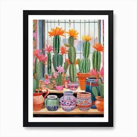 Cactus Painting Maximalist Still Life Melocactus Cactus 1 Art Print