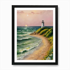 Lighthouse At Sunset 2 Art Print