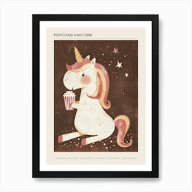 Muted Pastels Unicorn Eating Popcorn 1 Poster Art Print