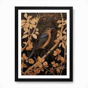 Dark And Moody Botanical European Robin 4 Art Print