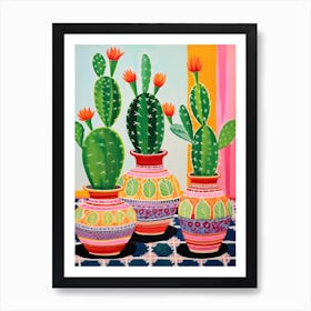 Cactus Painting Maximalist Still Life Nopal Cactus 4 Art Print