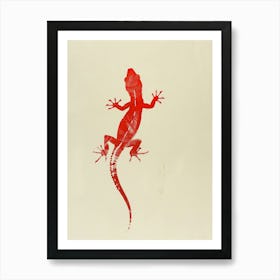 Red Satanic Leaf Tailed Gecko Block Print Art Print