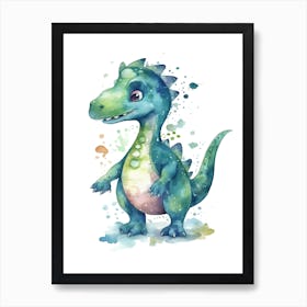 Ouranosaurus Cute Dinosaur Watercolour 3 Art Print