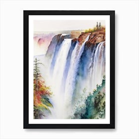 Victoria Falls Of The North, Canada Water Colour  (1) Art Print