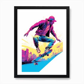 Skateboarding In Copenhagen, Denmark Gradient Illustration 2 Art Print