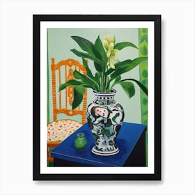 Flowers In A Vase Still Life Painting Monkey Orchid Art Print