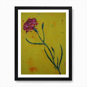 Red Carnation In Yellow Art Print