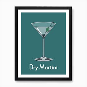 Dry Martini Teal Art Print