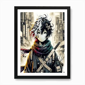 Anime Girl With Swords Art Print