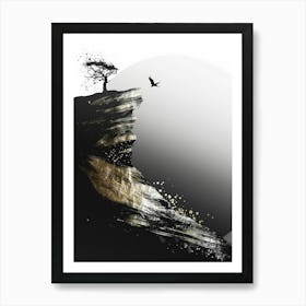 Tree On A Cliff Art Print