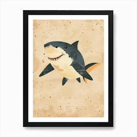 Cute Storybook Style Shark Muted Pastels 2 Art Print