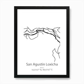 San Agustin Loxicha,Mexico Minimalist Map Art Print