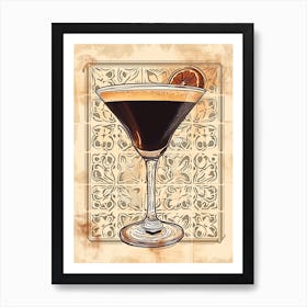 Espresso Martini Watercolour Linework Illustration 1 Art Print