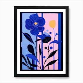 Blue Flower Illustration Iris 1 Art Print