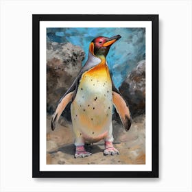Galapagos Penguin Volunteer Point Colour Block Painting 2 Art Print