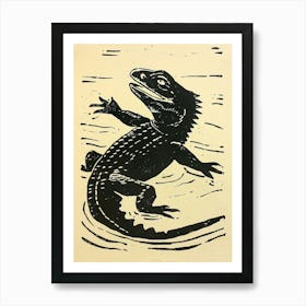 Lizard Swimming Bold Print Art Print