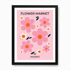 Flower Market Madrid Pink And Orange Art Print