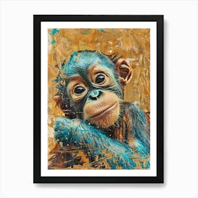 Baby Orangutan Gold Effect Collage 1 Art Print