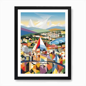 Stuttgart, Germany, Geometric Illustration 4 Art Print