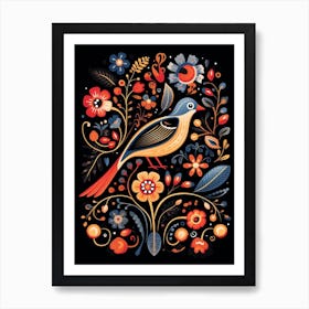 Folk Bird Illustration Magpie 4 Art Print