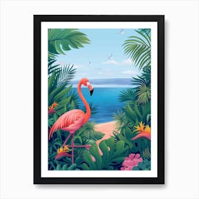 Greater Flamingo Argentina Tropical Illustration 6 Art Print