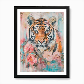 Tiger And Roses 1 Art Print