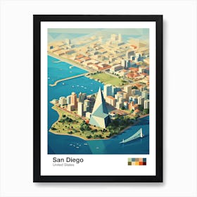 San Diego, Usa, Geometric Illustration 1 Poster Art Print
