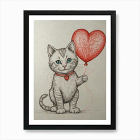 Valentine'S Day Cat Art Print