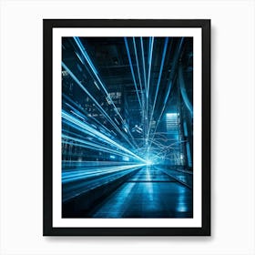 A Dynamic Scene Encapsulating The Essence Of Cybersecurity And Telecommunications Featuring A High (4) Art Print