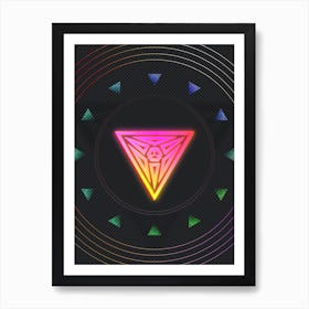 Neon Geometric Glyph in Pink and Yellow Circle Array on Black n.0285 Art Print