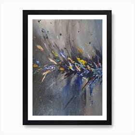 Abstract flowers blau yellow Art Print