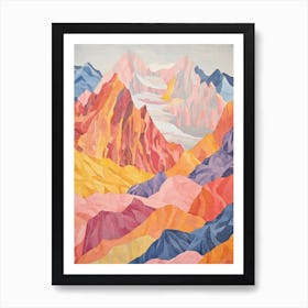 Nanga Parbat Pakistan 4 Colourful Mountain Illustration Art Print