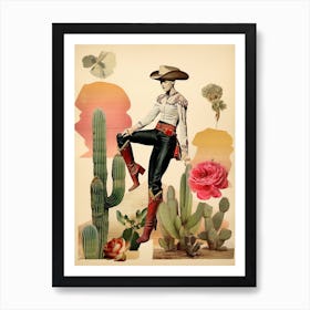 Collage Of Cowgirl Cactus 4 Art Print