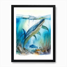 Mosasaurus Watercolour Dinosaur Art Print