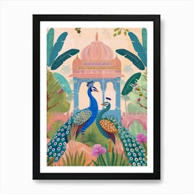 Peacocks In The Garden Art Print