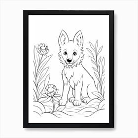 Line Art Jungle Animal Dhole 4 Art Print