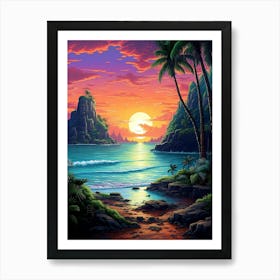 Seascape Pixel Art 1 Art Print