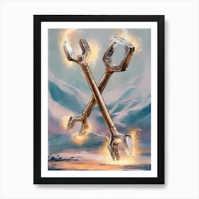 Two Wrenches On Fire Art Print