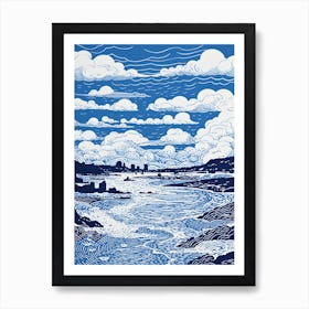 A Screen Print Of Gwithian Beach Cornwall 4 Art Print