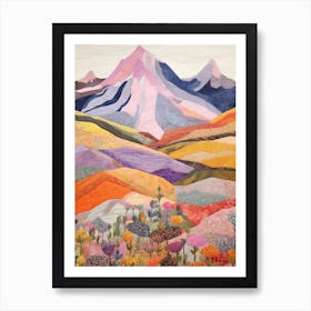 Mount Jefferson United States 2 Colourful Mountain Illustration Art Print