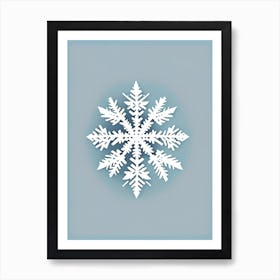 Snowfall, Snowflakes, Retro Minimal 3 Art Print