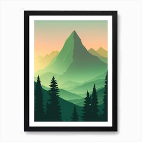 Misty Mountains Vertical Composition In Green Tone 178 Art Print