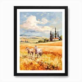 Horses Painting In Tuscany, Italy 2 Art Print