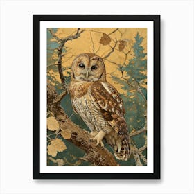 Oriental Bay Owl Relief Illustration 1 Art Print