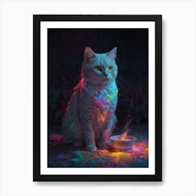 Cat With Glow In The Dark Art Print