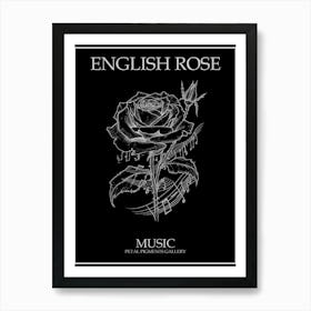 English Rose Music Line Drawing 2 Poster Inverted Art Print