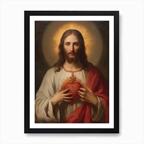 Sacred Heart Of Jesus, Oil On Canvas Portuguese School, 19th Century 010 Art Print