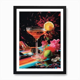 Cocktail Fruit Explosion Collage Art Print