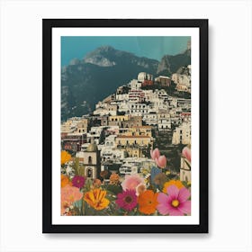 Amalfi Coast   Floral Retro Collage Style 3 Art Print