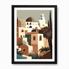 Santorini Greece Buildings Rousseau Inspired Tropical Destination Art Print